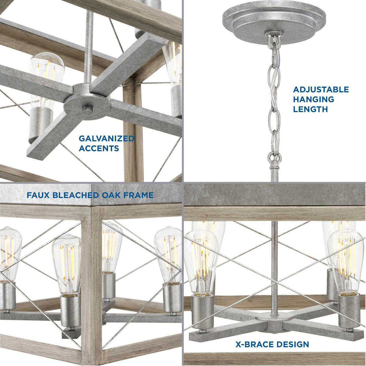 Briarwood 4 Light 20 inch Galvanized Finish Chandelier Ceiling Light