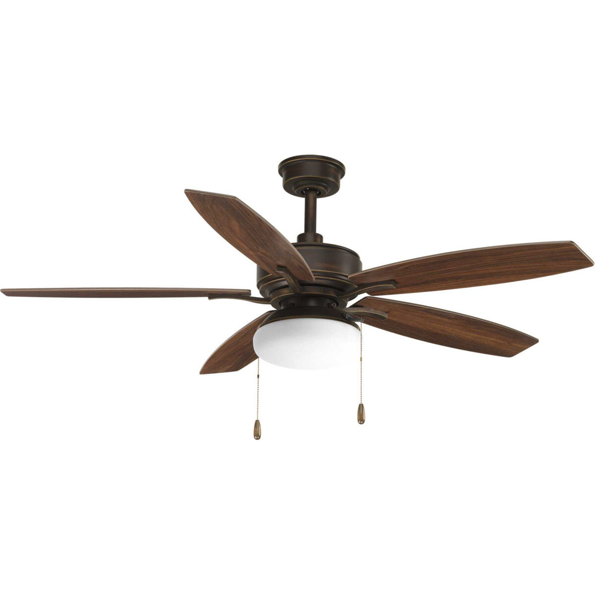 Billows 52 inch Antique Bronze with American Walnut/Cherry Blades Ceiling Fan, Progress LED