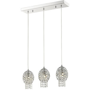 Nabul 3 Light 21.65 inch Chrome Linear Chandelier Ceiling Light