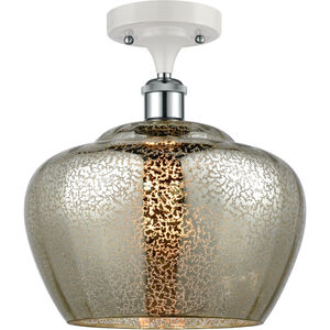 Ballston Large Fenton LED 11 inch White and Polished Chrome Semi-Flush Mount Ceiling Light in Mercury Glass, Ballston
