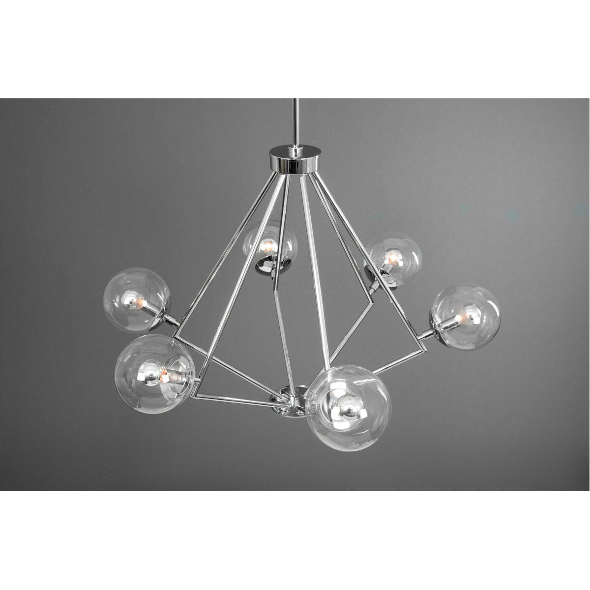 Mod 6 Light 34 inch Polished Chrome Chandelier Ceiling Light, Design Series