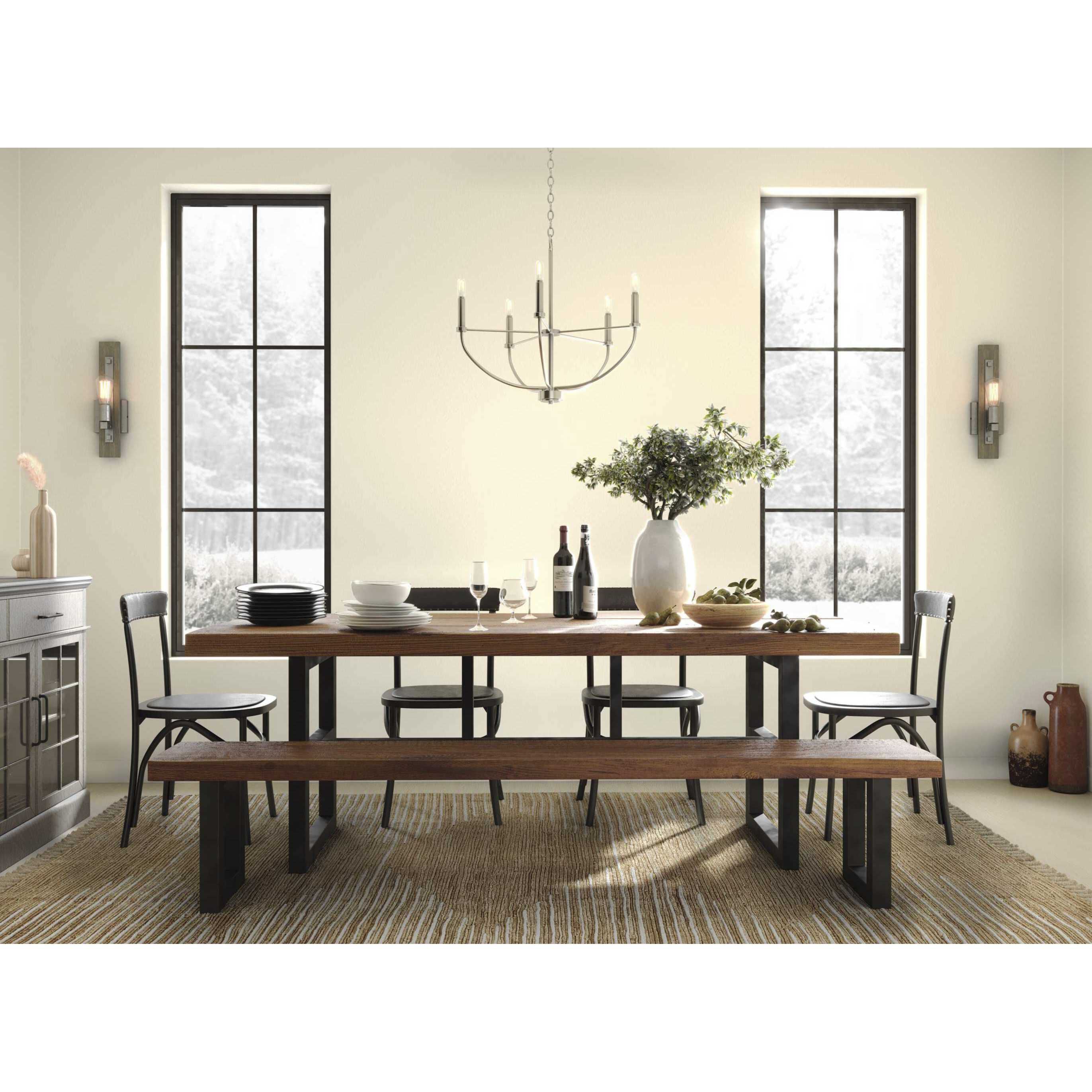 Leyden 5 Light 22 inch Brushed Nickel Chandelier Ceiling Light