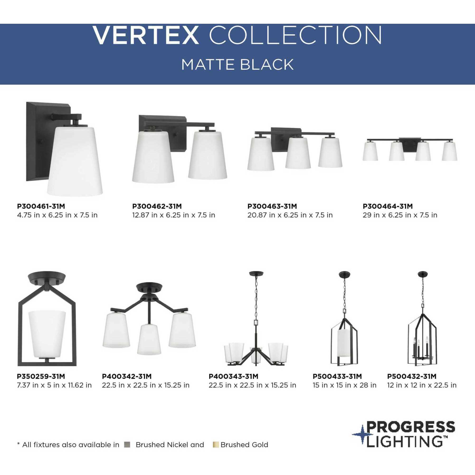 Vertex 3 Light 20.87 inch Matte Black Bath Light Wall Light