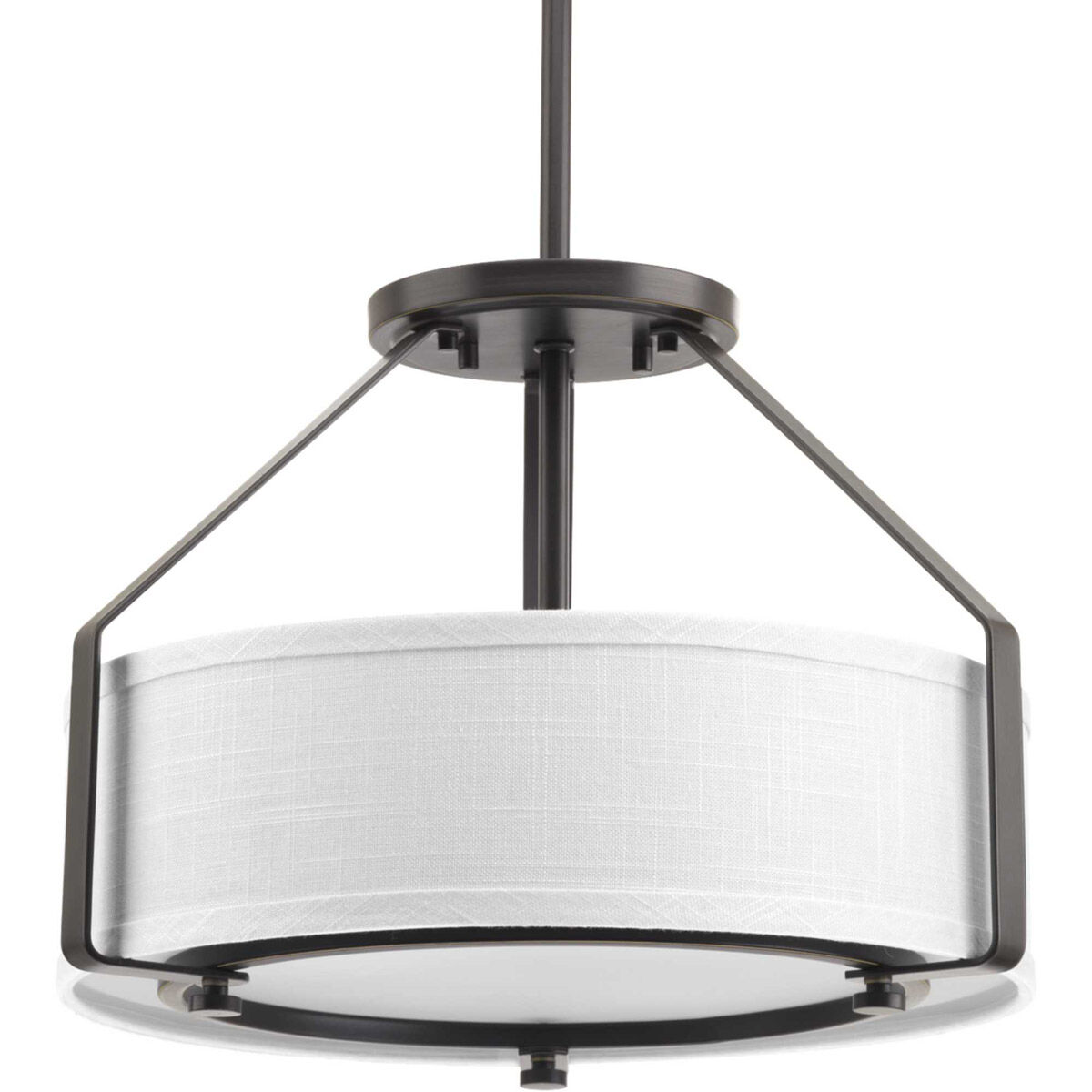 Ratio 3 Light 16 inch Antique Bronze Semi-Flush Convertible Pendant Ceiling Light, Design Series