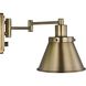 Hinton 12 inch 60.00 watt Vintage Brass Swing Arm Wall Light
