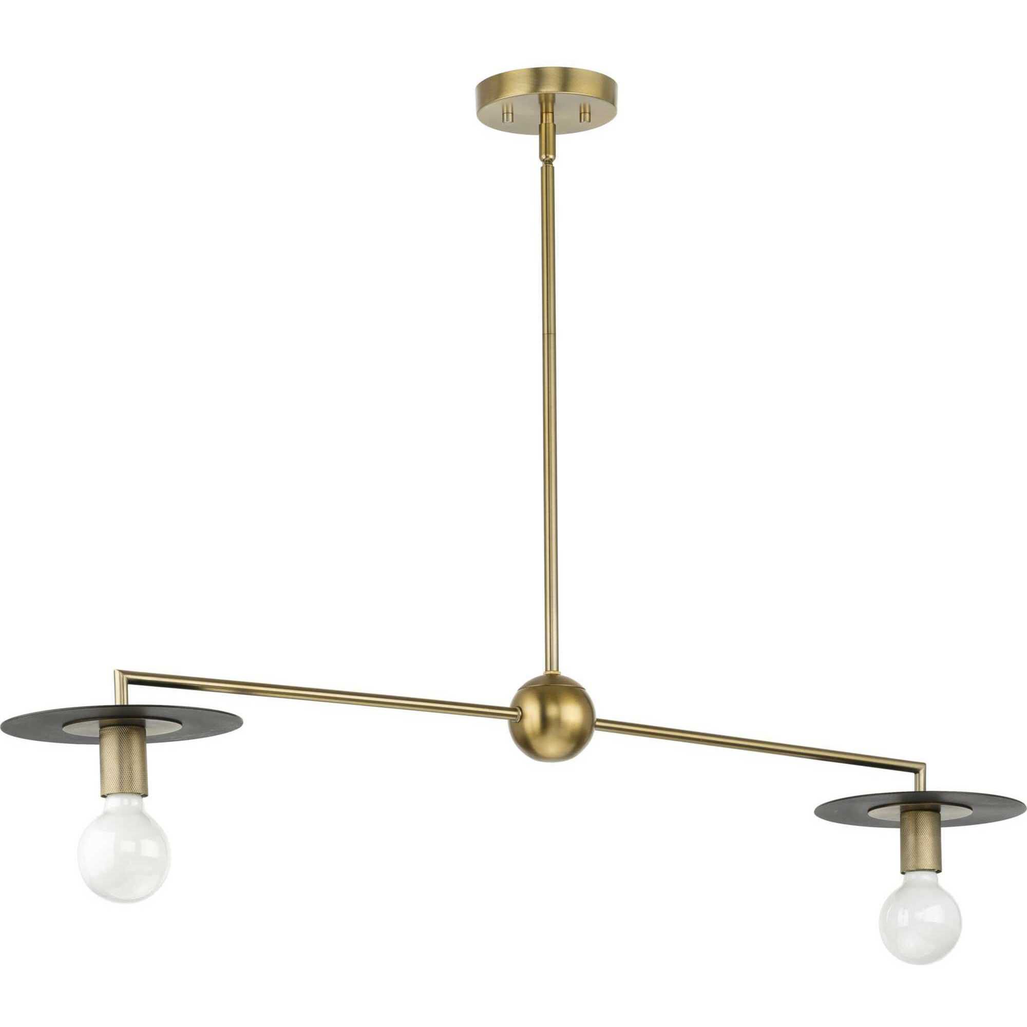 Trimble 2 Light 44 inch Brushed Bronze Linear Chandelier Ceiling Light, Design Series