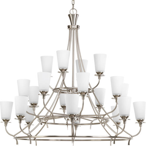 Cantata 20 Light 42 inch Brushed Nickel Chandelier Ceiling Light in Etched Glass Painted White Inside
