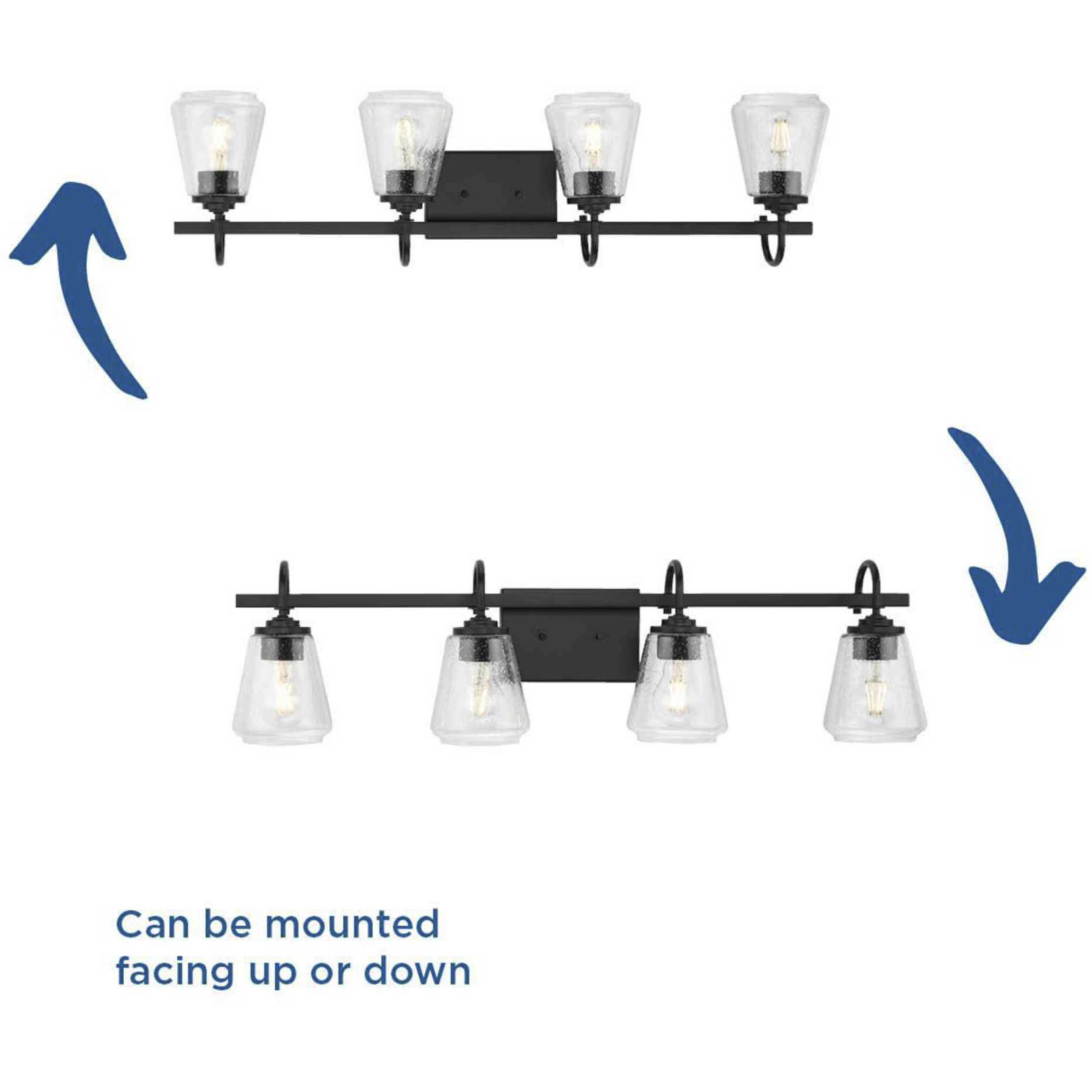 Martenne 4 Light 31.87 inch Matte Black Bathroom Vanity Light Wall Light