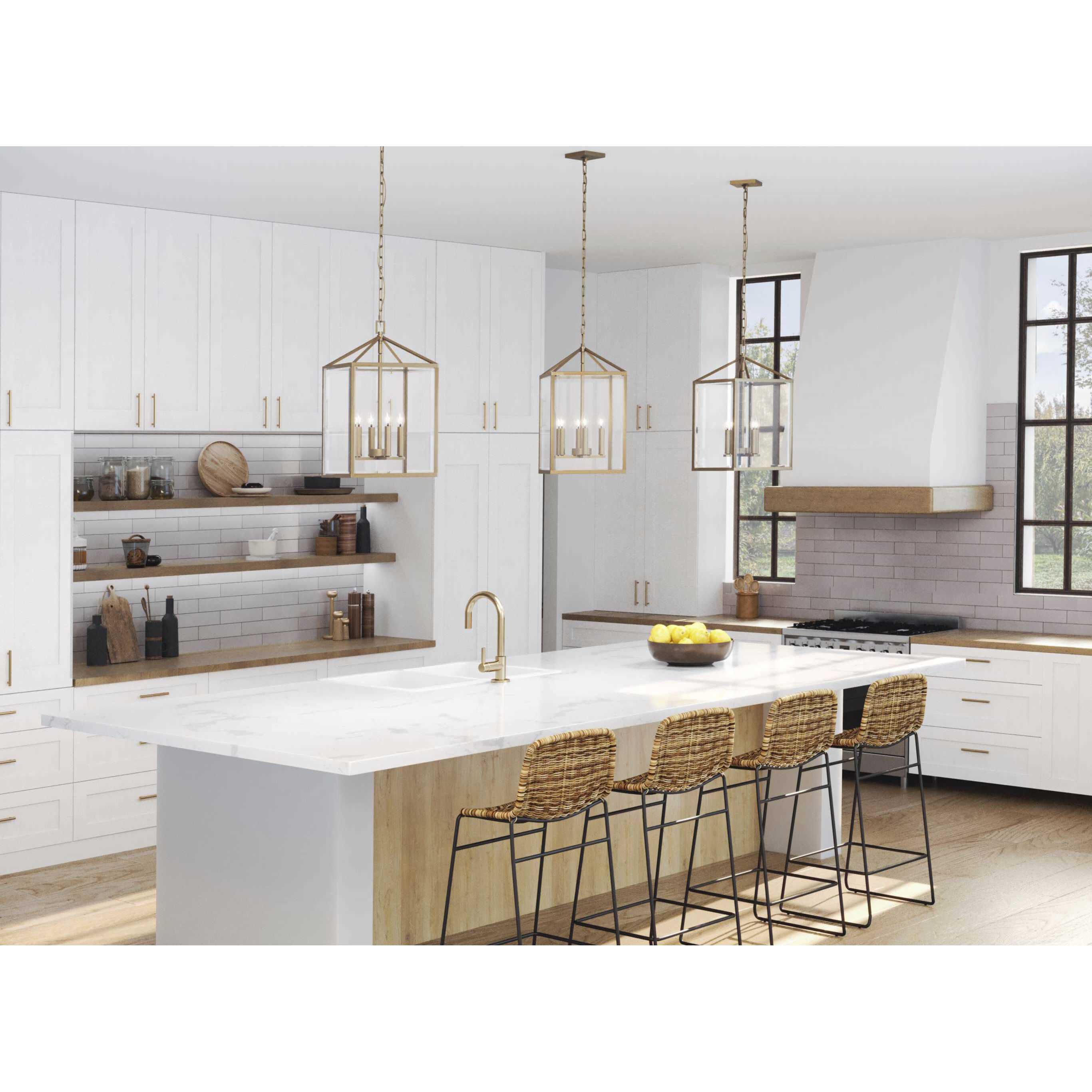 Hillcrest 4 Light 13 inch Vintage Brass Foyer Light Ceiling Light