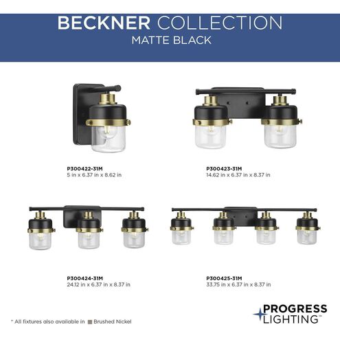 Beckner 3 Light 24.12 inch Matte Black Bath Light Wall Light