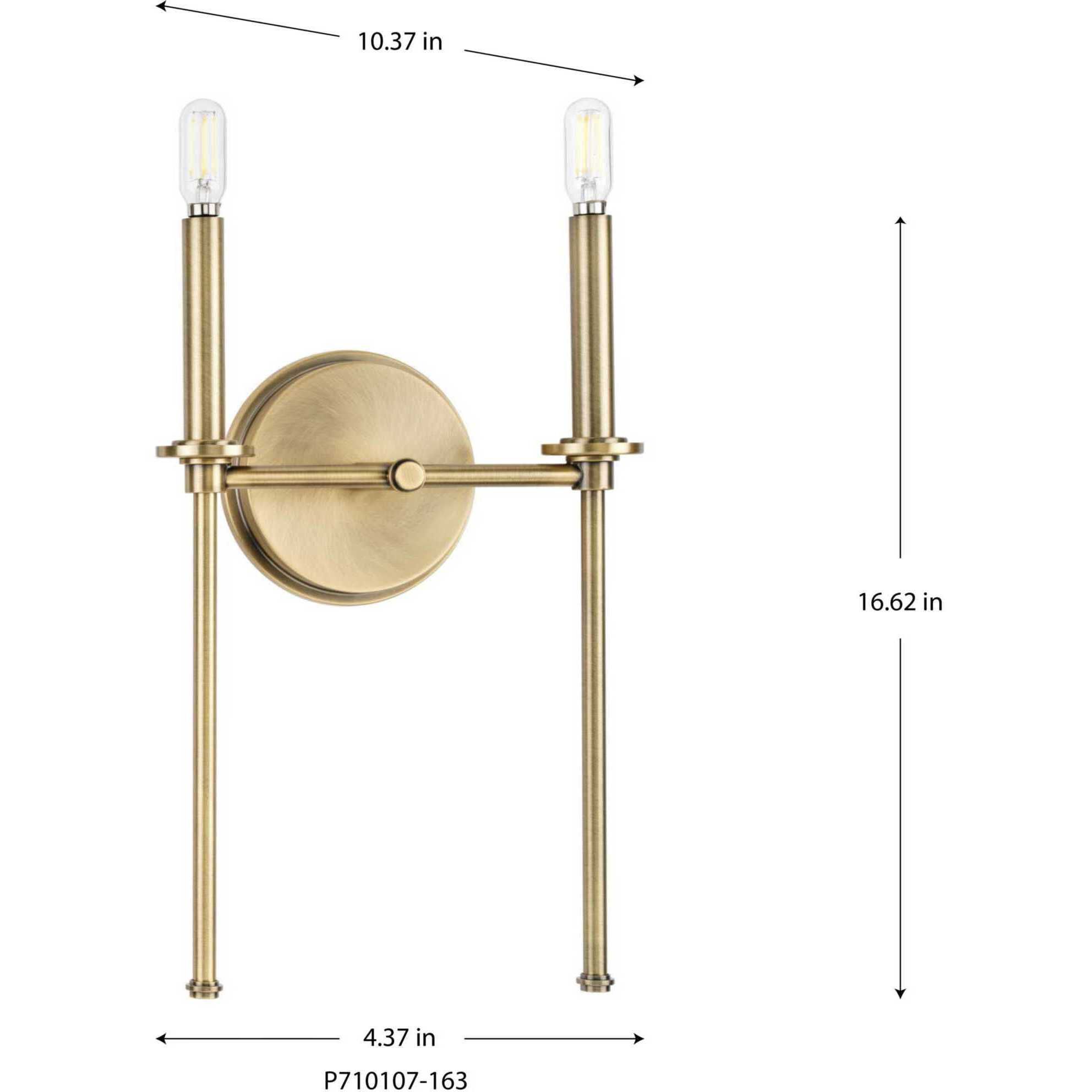 Elara 2 Light 4 inch Vintage Brass Wall Bracket Wall Light
