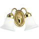 Opal Glass 2 Light 14 inch Polished Brass Bath Vanity Wall Light