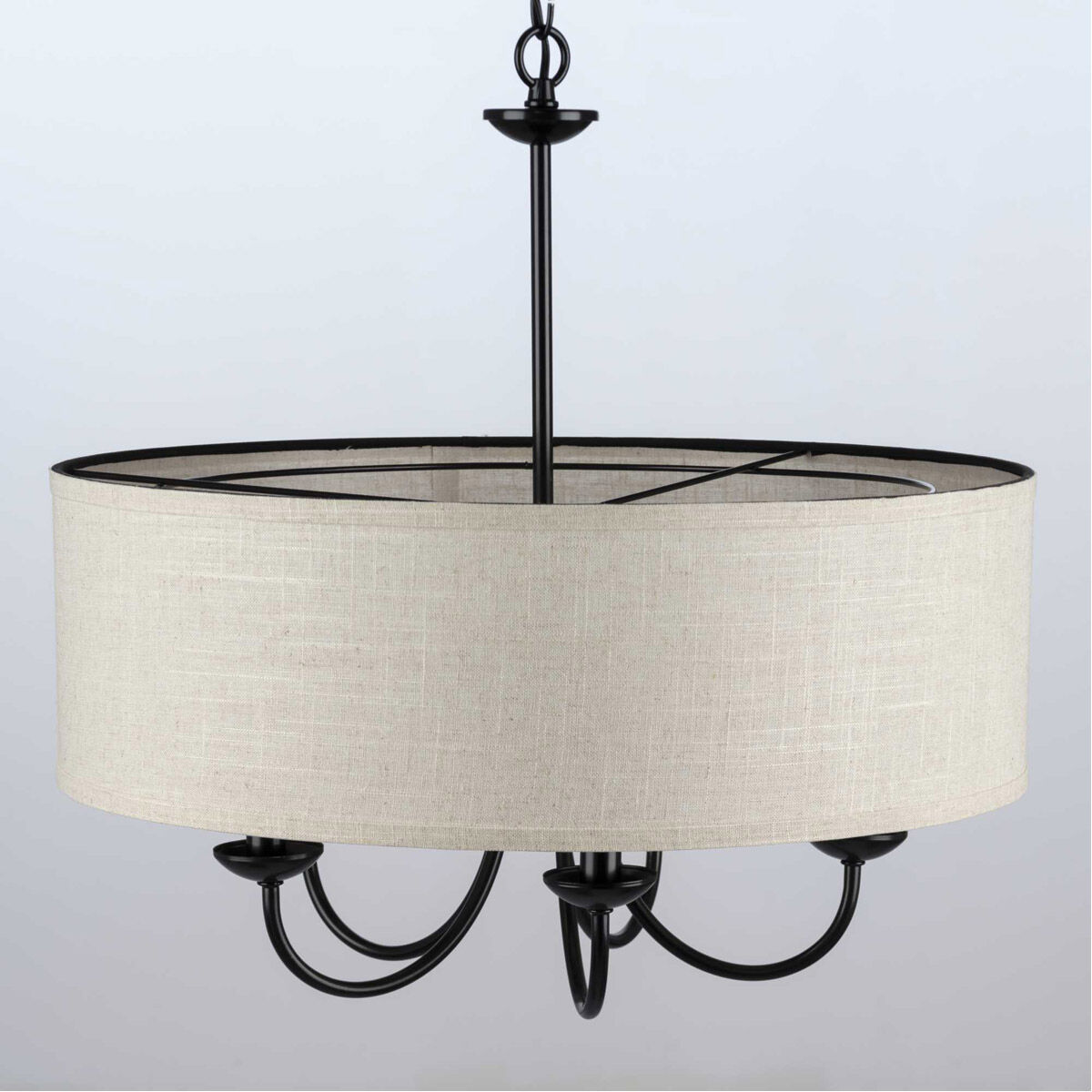 Drum Shade 5 Light 22 inch Matte Black Chandelier Ceiling Light