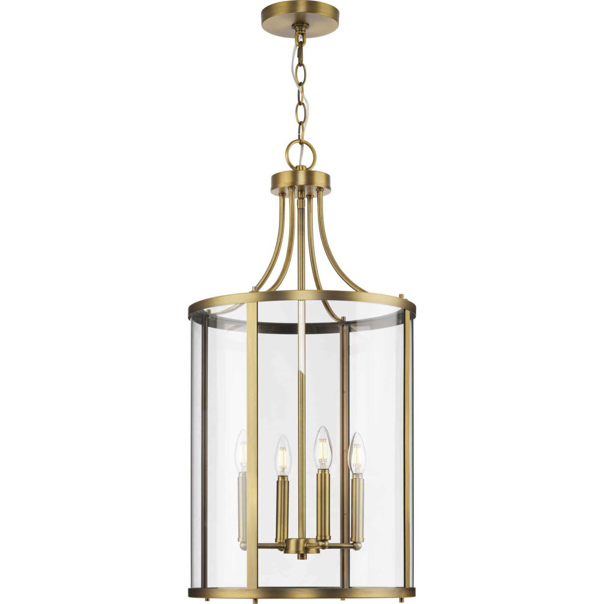 Gilliam 4 Light 15 inch Vintage Brass Foyer Light Ceiling Light