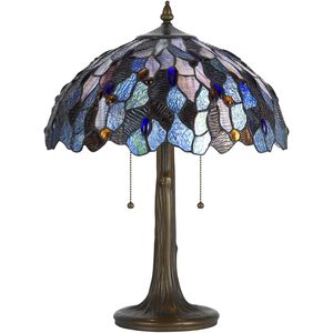 Tiffany 23 inch 60 watt Antique Brass Table Lamp Portable Light