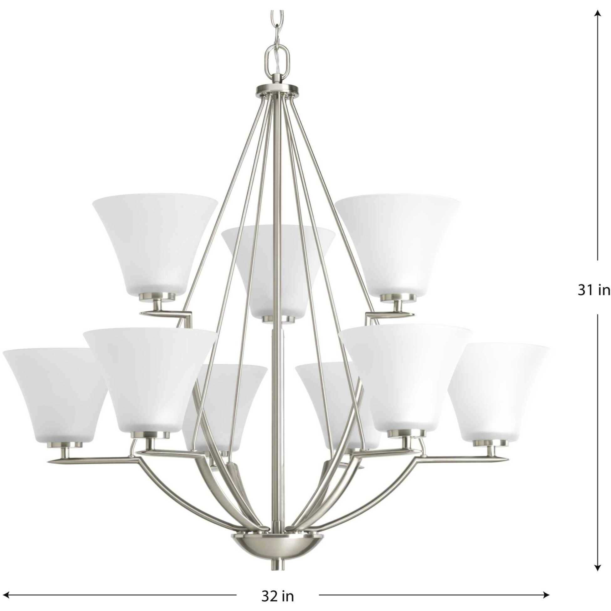 Bravo 9 Light 32 inch Brushed Nickel Chandelier Ceiling Light