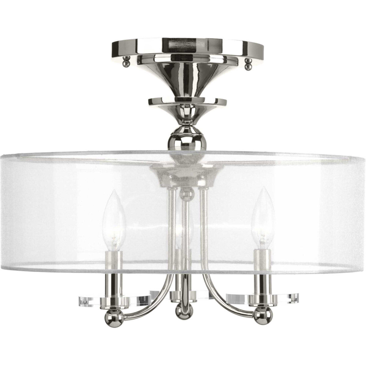 Marche 3 Light 18 inch Polished Nickel Semi-Flush Mount Convertible Ceiling Light, Design Series