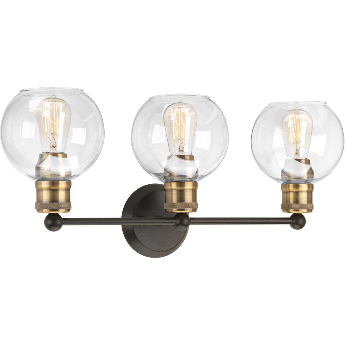 Hansford 3 Light 25 inch Antique Bronze Bath Vanity Wall Light in Antique Bronze and Vintage Brass