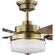 Tempt 52 inch Vintage Brass with Chestnut/Dark Cherry Blades Ceiling Fan, Progress LED