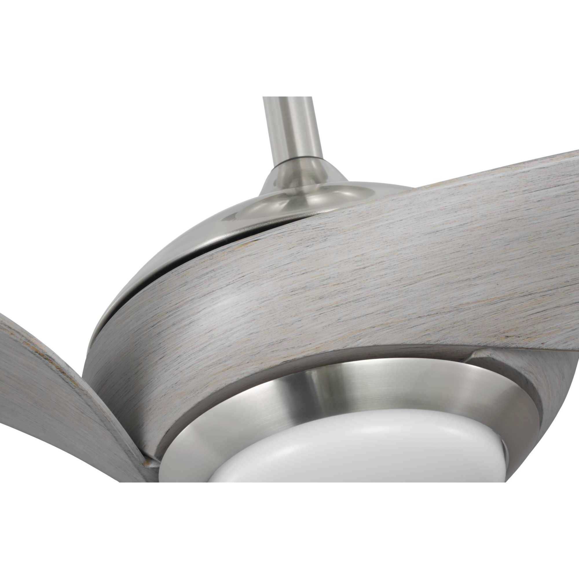 Conte 52 inch Brushed Nickel with Grey Weathered Wood Blades Outdoor Ceiling Fan