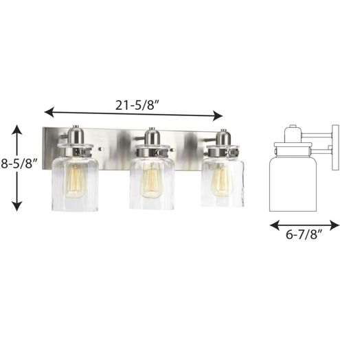 Calhoun 3 Light 22 inch Brushed Nickel Bath Vanity Wall Light