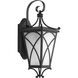 Cadence 1 Light 16 inch Black Outdoor Wall Lantern in Etched Seeded