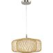 Cordova 1 Light 16 inch Natural Rattan Pendant Ceiling Light, Design Series