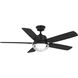 Tompkins 52 inch Matte Black with Matte Black/Toasted Oak Blades Ceiling Fan, Progress LED