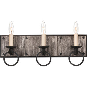 Laramie 3 Light 19 inch Black Iron Bath Vanity Light Wall Light