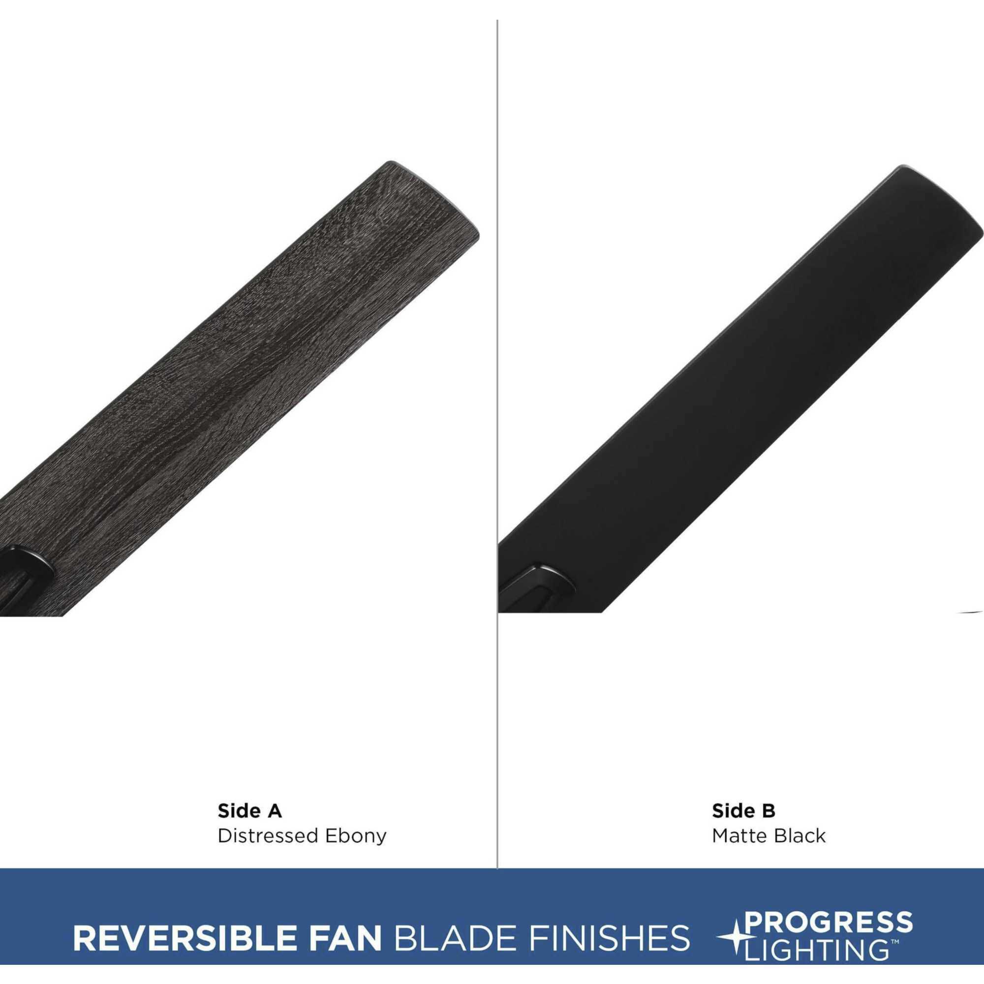 Bexar 54 inch Matte Black with Distressed Ebony/Matte Black Blades Ceiling Fan, Progress LED