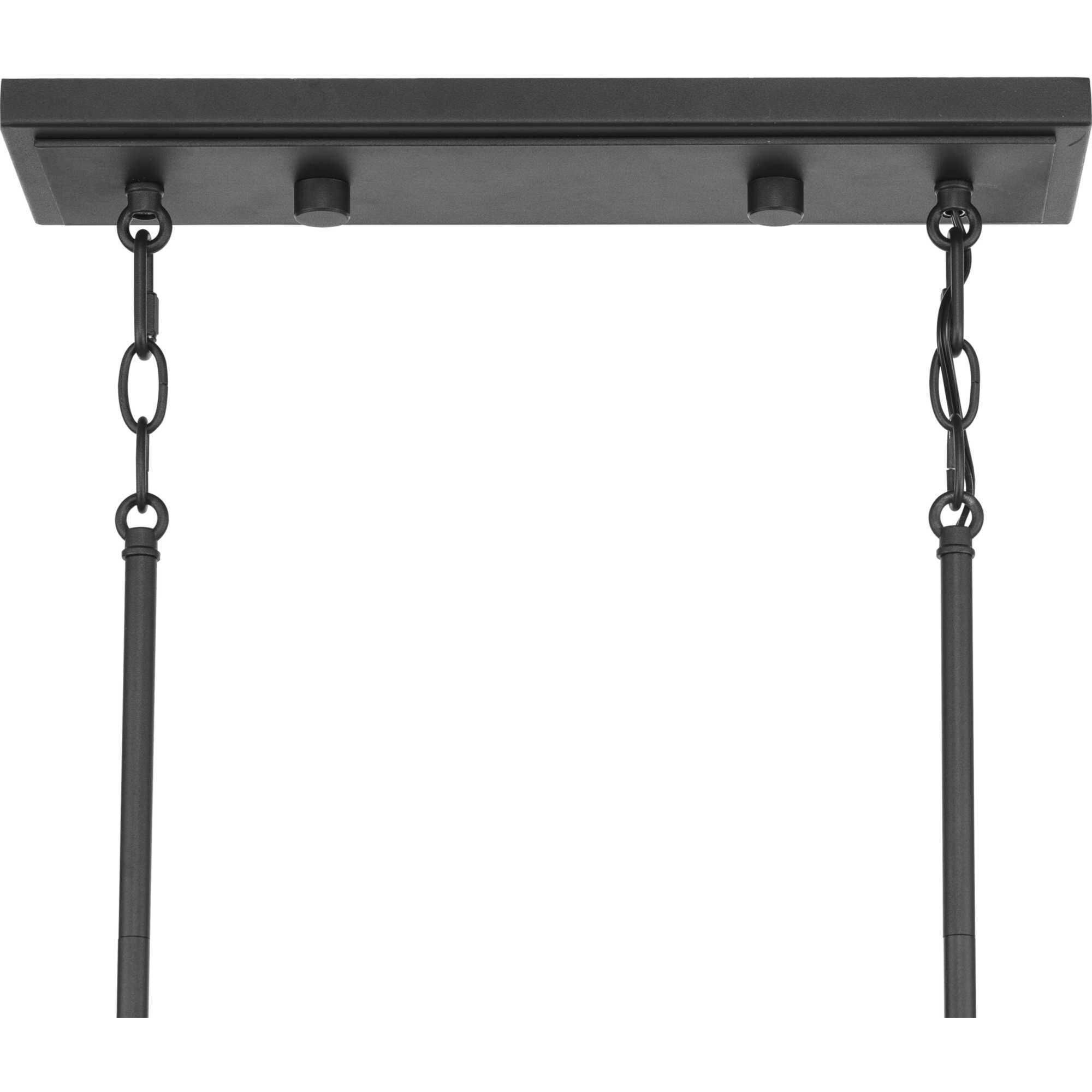 Lowery 4 Light 42 inch Textured Black and Antique Gold Leaf Linear Chandelier Ceiling Light, Design Series