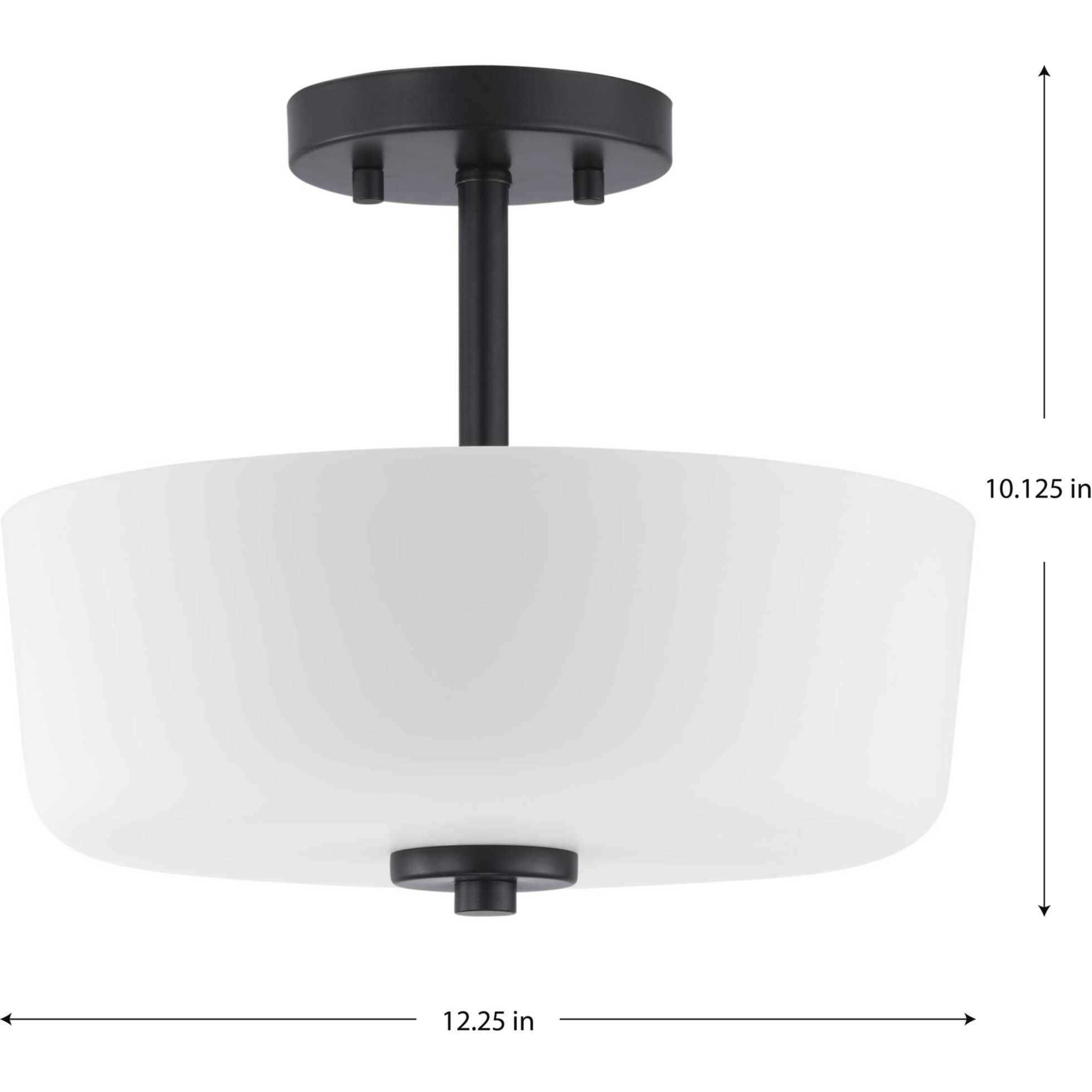 Tobin 2 Light 12 inch Matte Black Semi-Flush Mount Convertible Ceiling Light