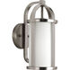 Greetings 1 Light 13 inch Brushed Nickel Outdoor Wall Lantern