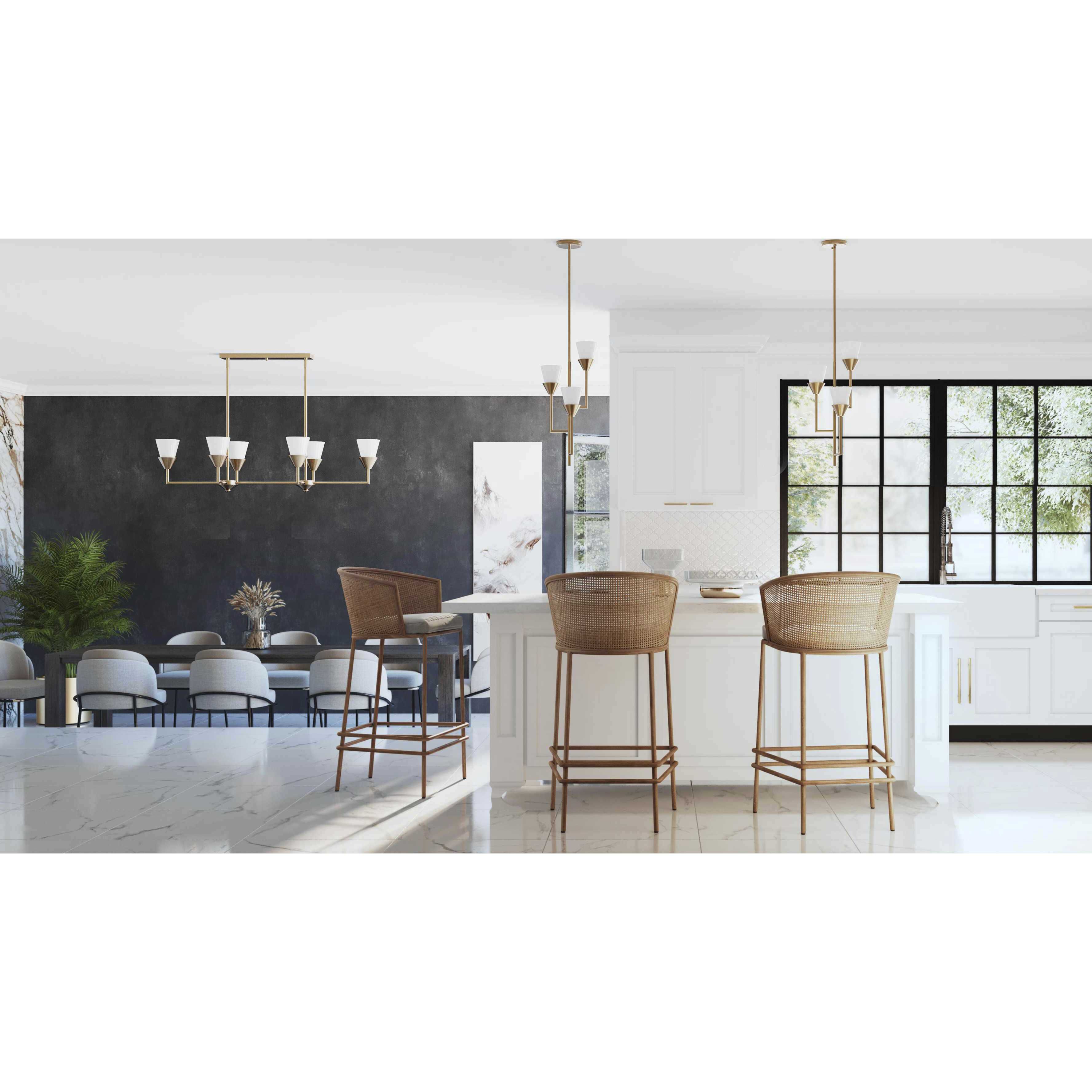 Pinellas 6 Light 50 inch Soft Gold Linear Chandelier Ceiling Light, Design Series