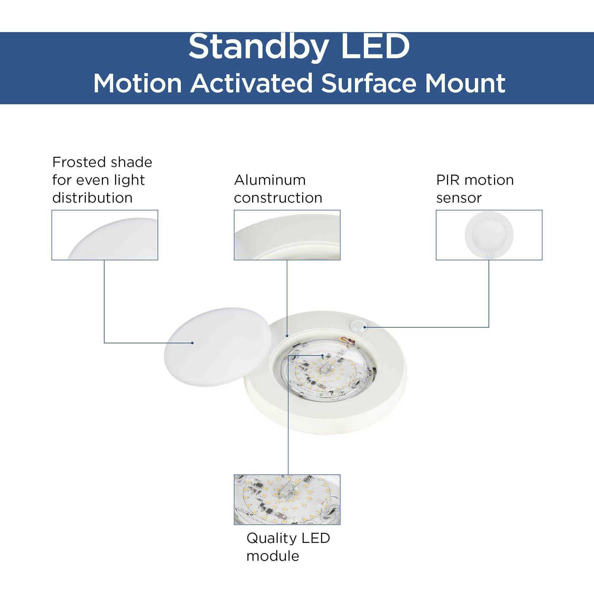 Standby LED LED 7.72 inch Satin White Surface Mount Light with Motion Detection Ceiling Light, Progress LED