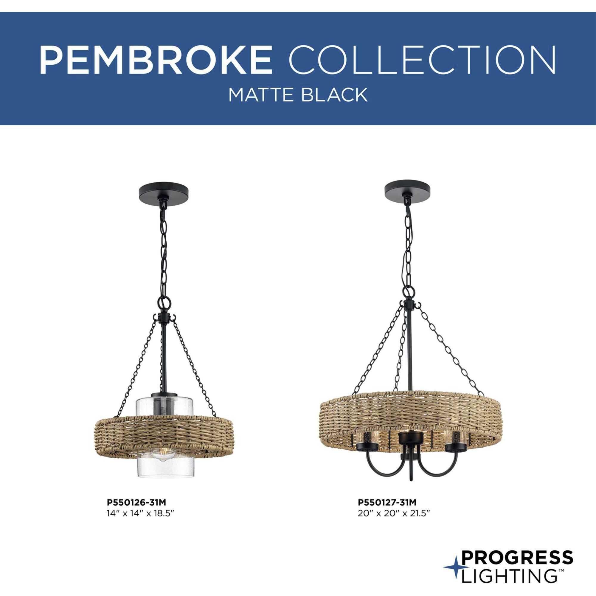 Pembroke 3 Light 20 inch Matte Black Outdoor Chandelier