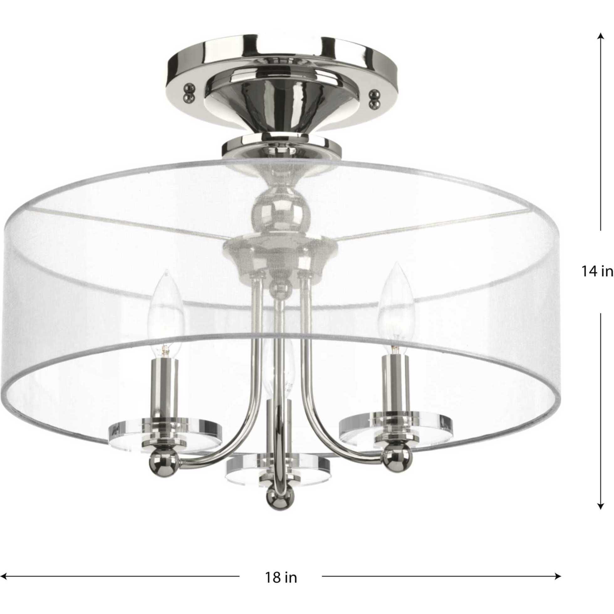 Marche 3 Light 18 inch Polished Nickel Semi-Flush Mount Convertible Ceiling Light, Design Series