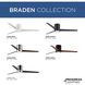 Braden 54 inch Matte Black with Matte Black and Distressed Ebony Blades Hugger Ceiling Fan