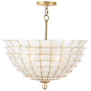 Samal 4 Light 20 inch Oxidized Gold Leaf Convertible Pendant Ceiling Light