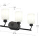Reines 3 Light 22.75 inch Matte Black Bath Vanity Wall Light