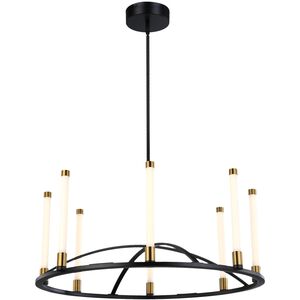Infiniti 8 Light 32 inch Matte Black and Brass Chandelier Ceiling Light