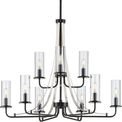 Riley 9 Light 30 inch Matte Black Chandelier Ceiling Light