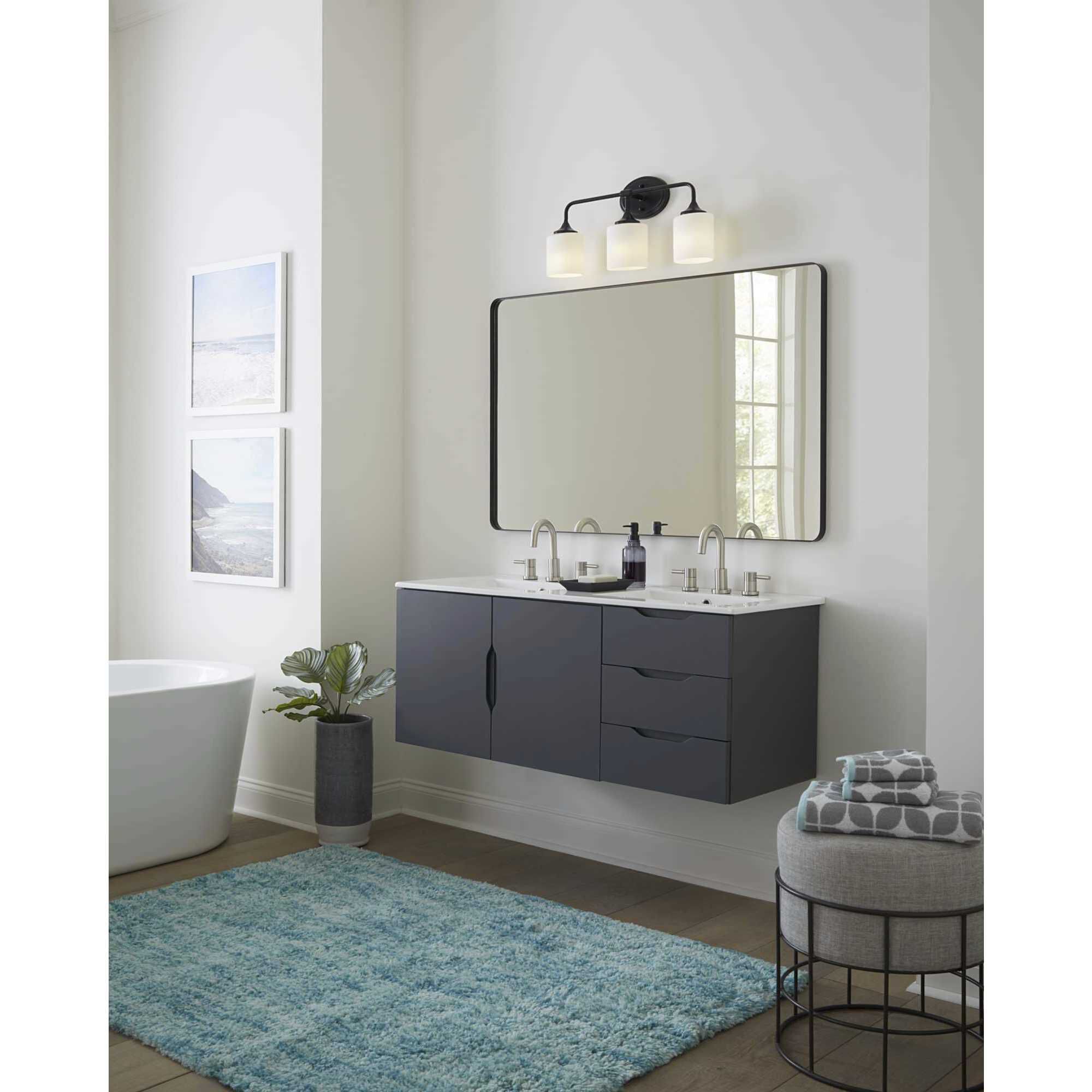 Lynzie 3 Light 23.88 inch Matte Black Bath Vanity Light Wall Light