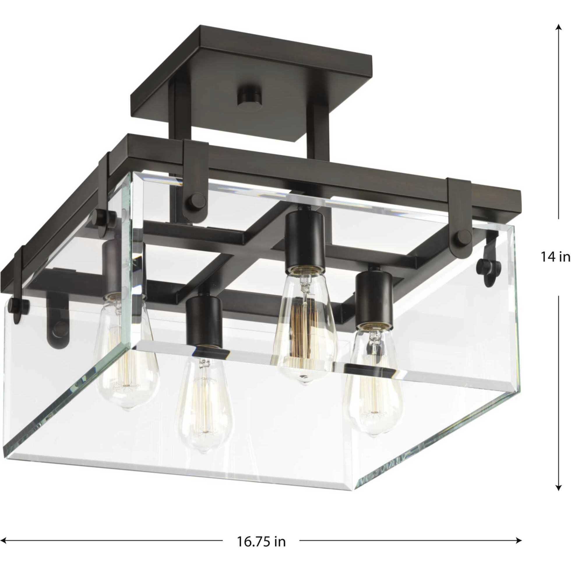 Glayse 4 Light 17 inch Antique Bronze Semi-Flush Mount Convertible Ceiling Light, Design Series