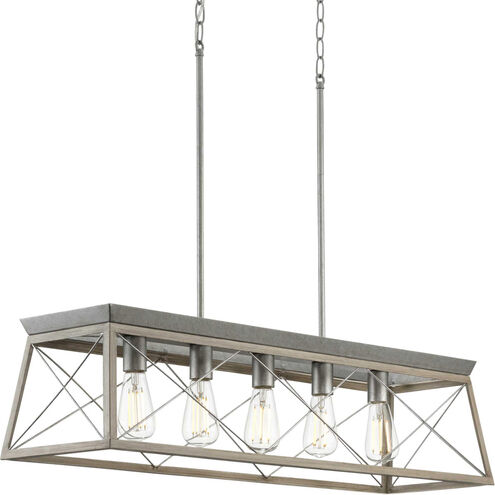 Briarwood 5 Light 38 inch Galvanized Linear Chandelier Ceiling Light