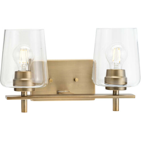 Calais 2 Light 15 inch Vintage Brass Bath Vanity Wall Light