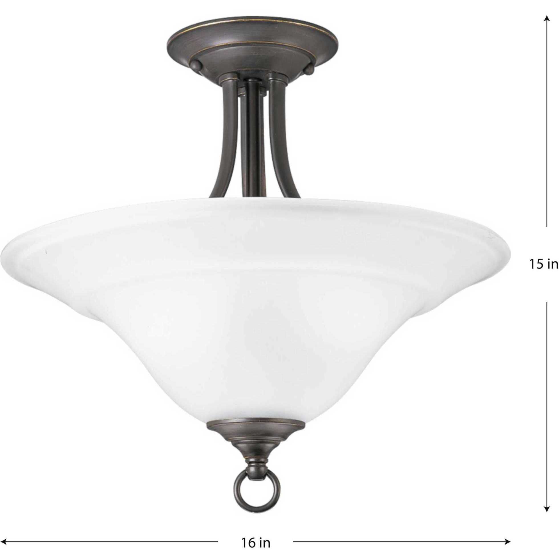Trinity 2 Light 16 inch Antique Bronze Semi-Flush Mount Ceiling Light