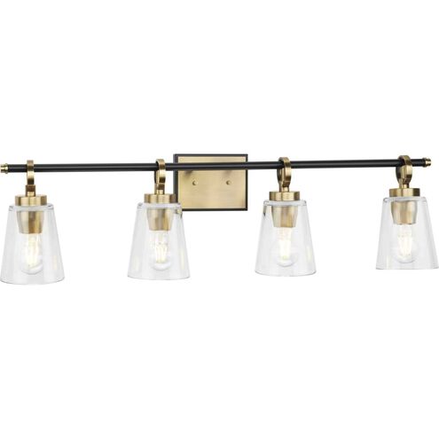 Cassell 4 Light 33.87 inch Vintage Brass Bathroom Vanity Light Wall Light