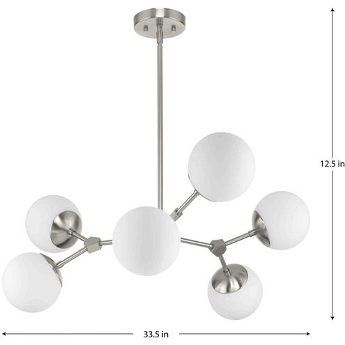 Haas 6 Light 33.5 inch Brushed Nickel Chandelier Ceiling Light, Design Series