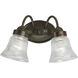 Economy Fluted Glass 2 Light 11.75 inch Antique Bronze Bath Vanity Wall Light in Clear Prismatic